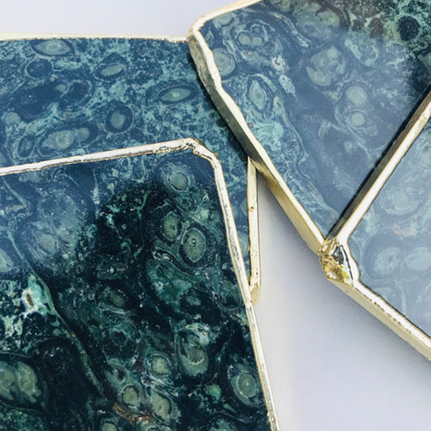 Kambaba Jasper/Gemstone/Semi-precious stone/Agate - Set of 4 Large Coasters/Personalised Momentos-1