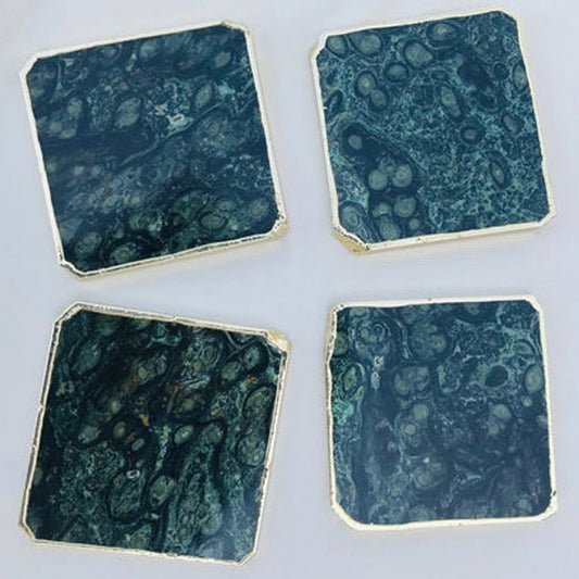 Kambaba Jasper/Gemstone/Semi-precious stone/Agate - Set of 4 Large Coasters/Personalised Momentos-0