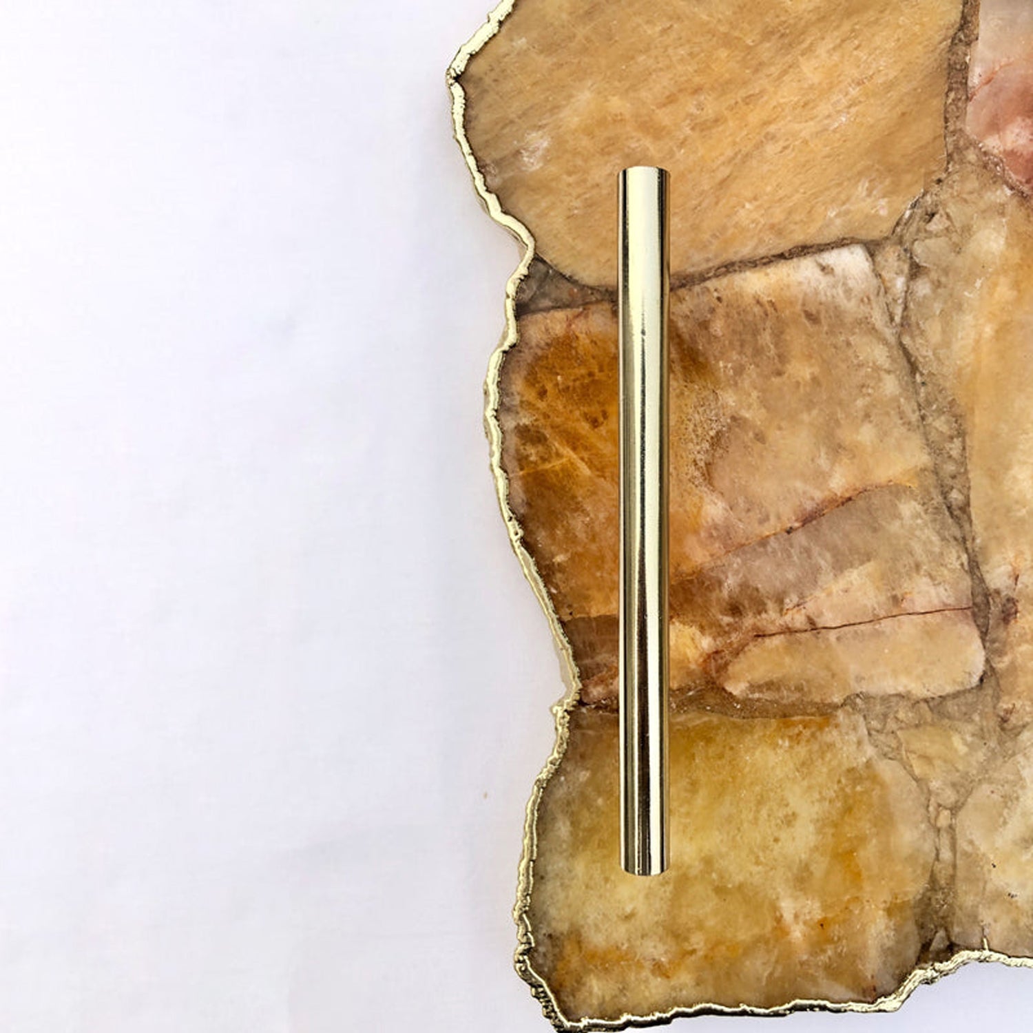 Large Golden Brown Agate Serving Tray With Brass Handles/Personalised Momentos/Sign Boards 10"x15"-1