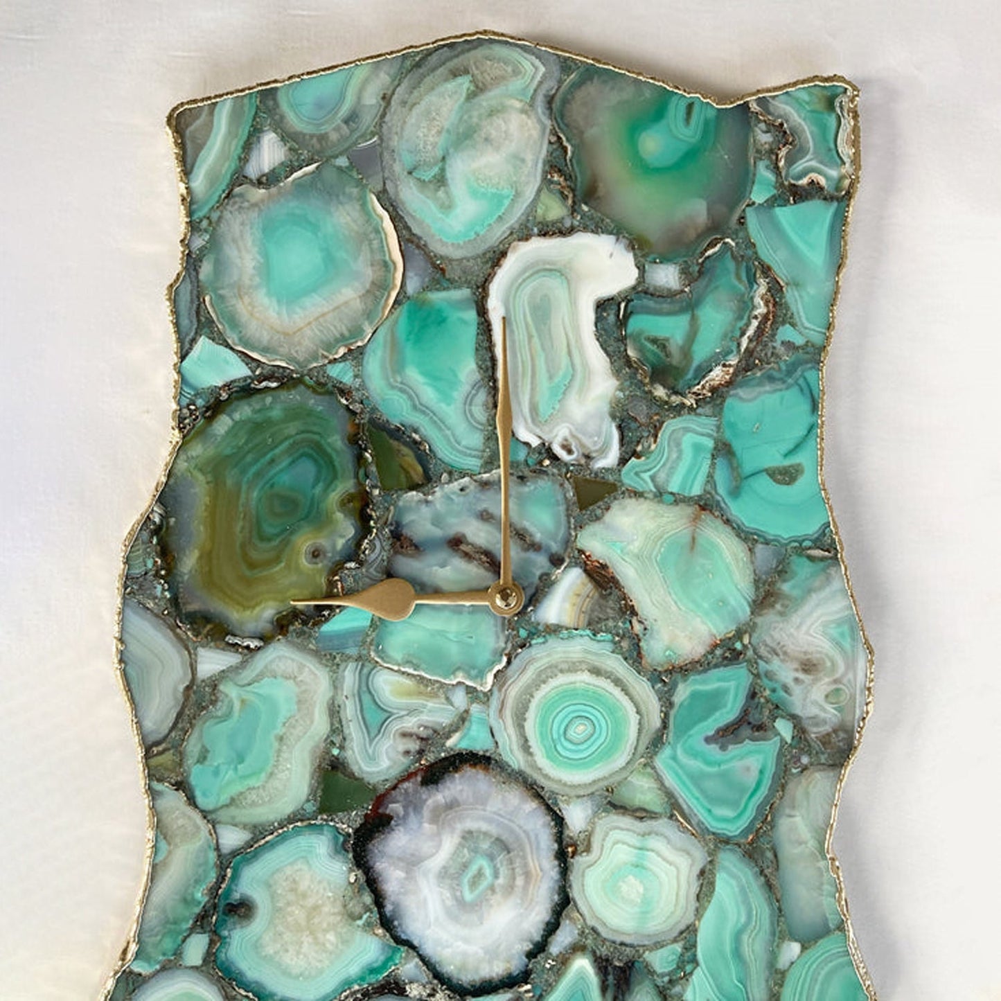 Large Green Agate Wall Clock/Personalised Momento/10"x15"-3