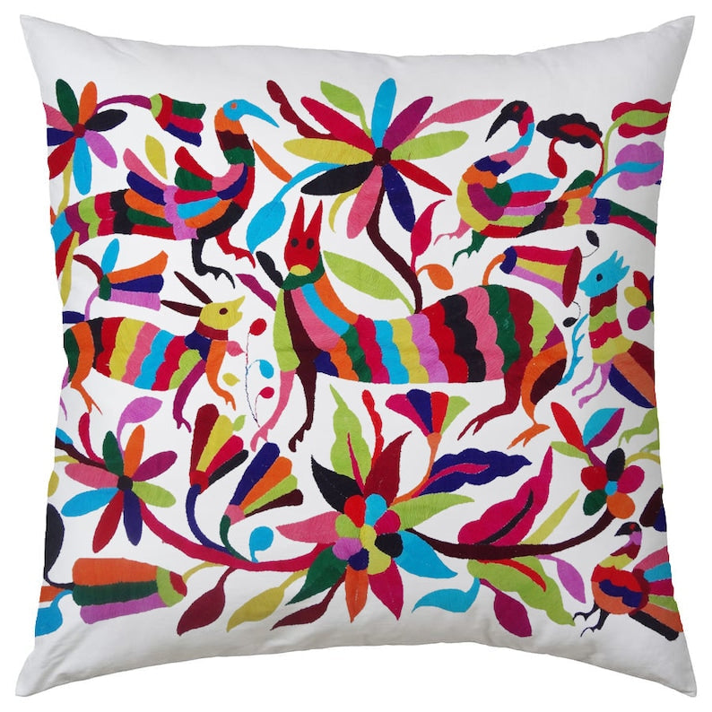 Set of 4 | Mexican Decorative Cushion Covers | Otomi Design Covers | Cotton Linen Fabric | Embroidered | With OR Without Insert-0