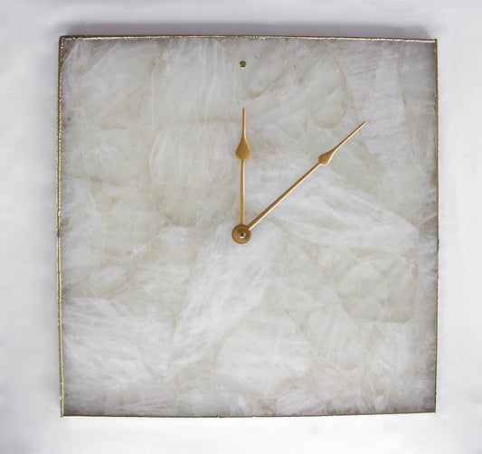 White Agate Wall Clock | Square-0