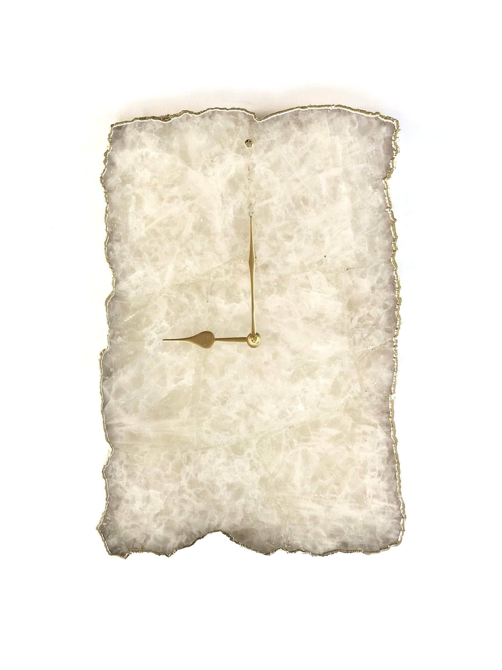 Large White Agate Wall Clock/Personalised Momento/10"x15"-0