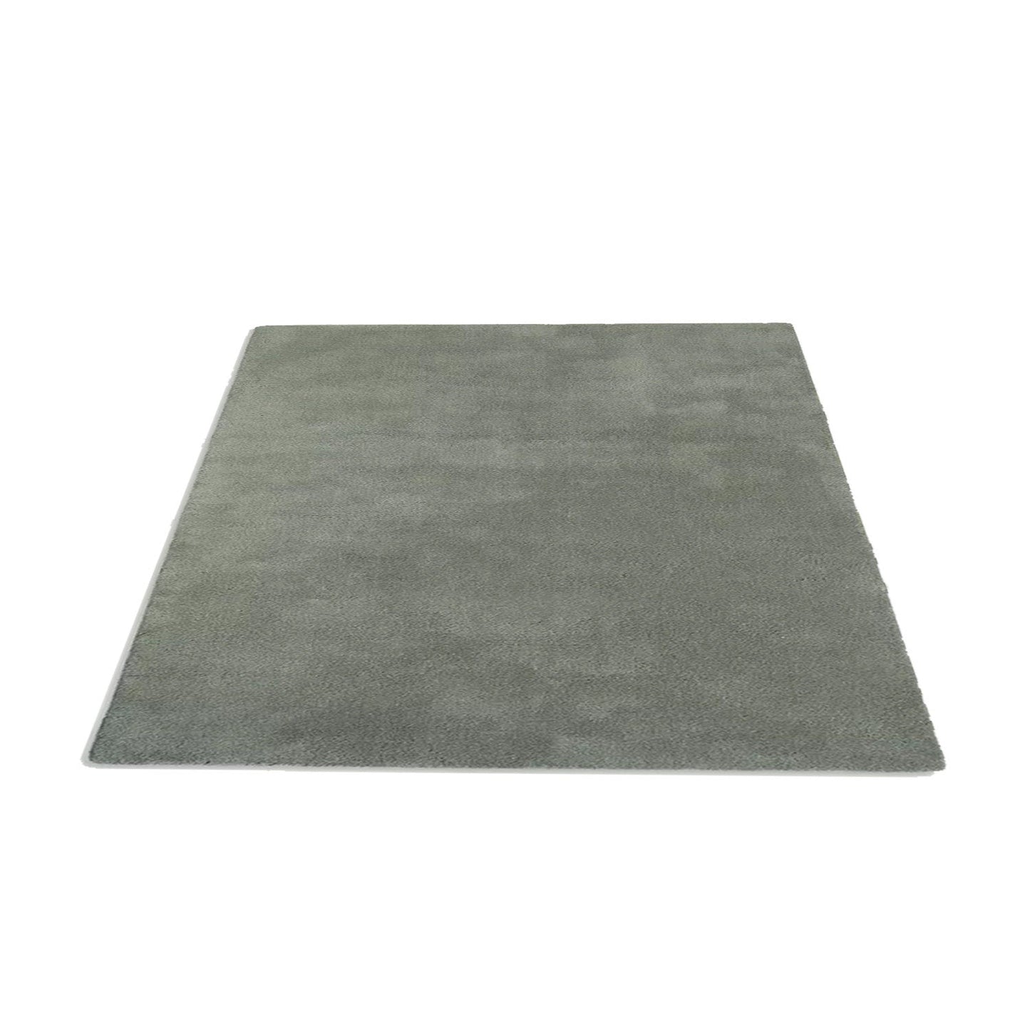 Grey Green | Solid Color - Handcrafted Rug/Carpet | Pure Wool | Hand Tufted | High Pile | High Density | Yarn Dyed-2