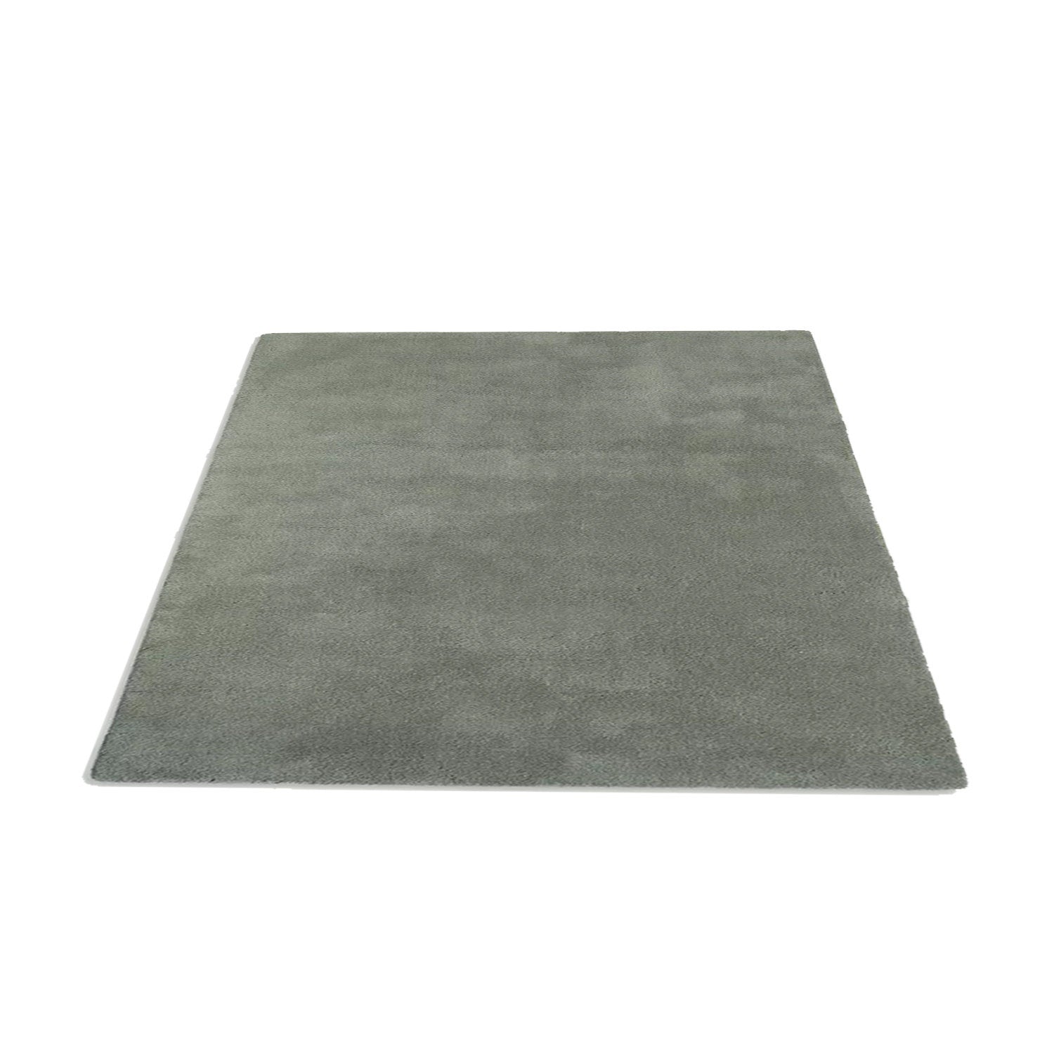 Grey Green | Solid Color - Handcrafted Rug/Carpet | Pure Wool | Hand Tufted | High Pile | High Density | Yarn Dyed-2